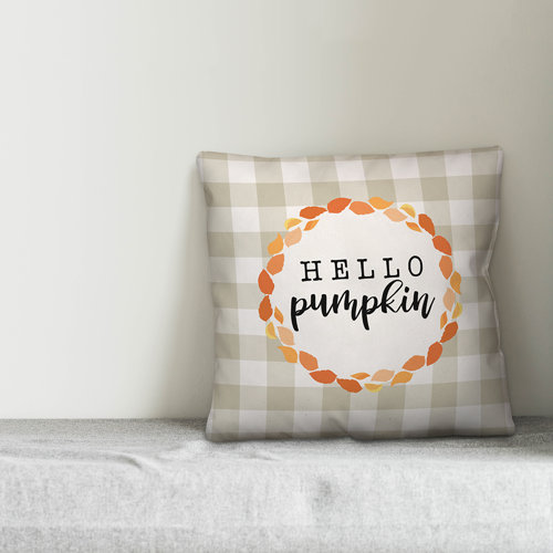 Gracie Oaks Housse de coussin d coratif   damier  hello 